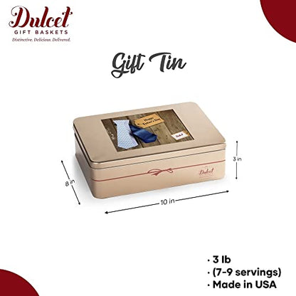 Dulcet Gift Baskets Father’s Day Assortment Tin Box- Delicious Gourmet Confection Gift Set - - Variety Of Freshly Baked Cookies, Brownies & Rugelah In Many Flavors- Handmade Baked Goods Gift Box - style: Father's Day