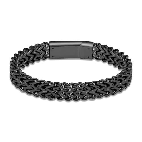 shajwo Cremation Jewelry Urn Bracelet for Human Ashes | Stainless Steel Memorial Keepsake Bracelet,Double Franco Link Bracelet for Women Men - color: Black 20cm