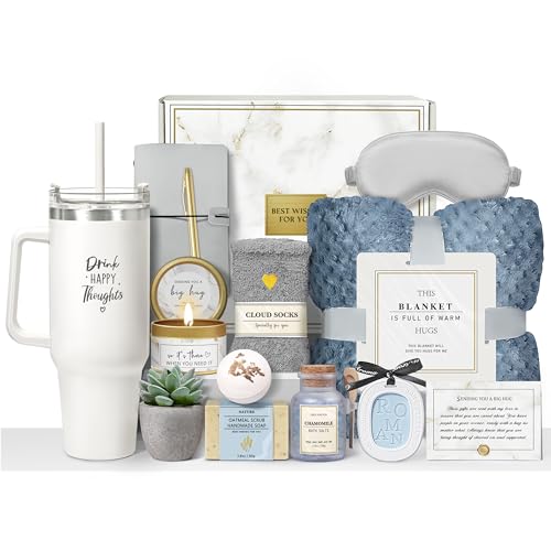 Care Package for Women, 15PC Self Care Gifts for Women Get Well Soon After Surgery, Spa Gift Baskets Mothers Day Birthday Gifts Thank You, Grief, Sympathy Gift for Mom Her Girlfriend Sister Friend - color: Blue