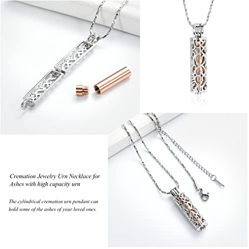 Imrsanl Cylinder Cremation Urn Necklace for Ashes of Loved One - color: Rose Gold