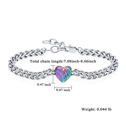 Heart Urn Link Bracelet for Ashes for Women Stainless Steel Cremation Jewelry Adjustable Keepsake Bangle Memorial Gift - color: E