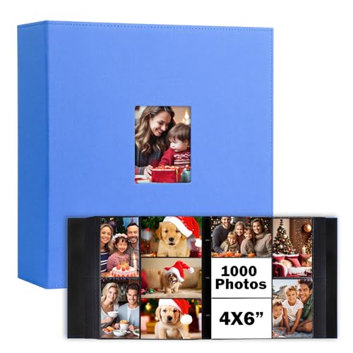 Extra Large Capacity 4x6 Photo Album, Holds 1000 Photos, Blue - color: Blue