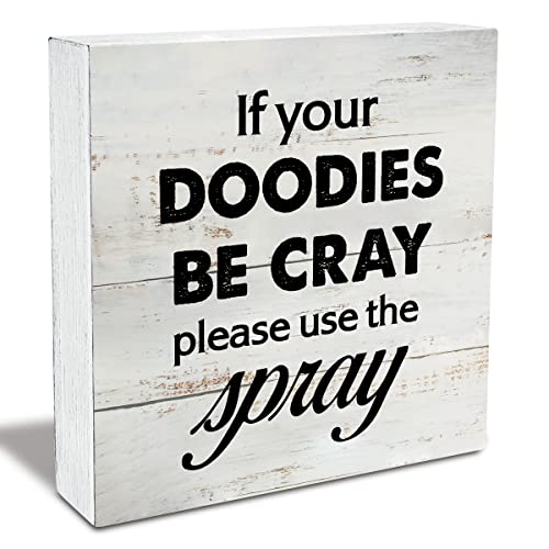 Rustic Funny Bathroom Wood Box Sign Decor - color: DOODIES