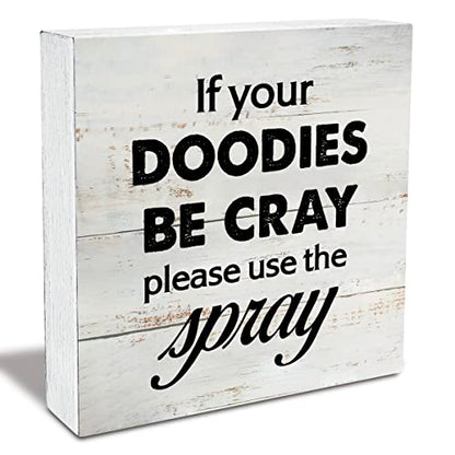 Rustic Funny Bathroom Wood Box Sign Decor - color: DOODIES