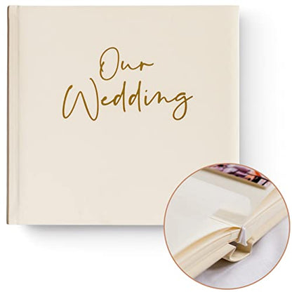 Your Perfect Day Personalized Large Memory Book for Family, Wedding, Anniversary, Guest Memory Book - Photo Album Scrapbook - 50 Blank Pages Can Fit 200 Pictures - Wedding Scrapbook Album (Gold&Cream)