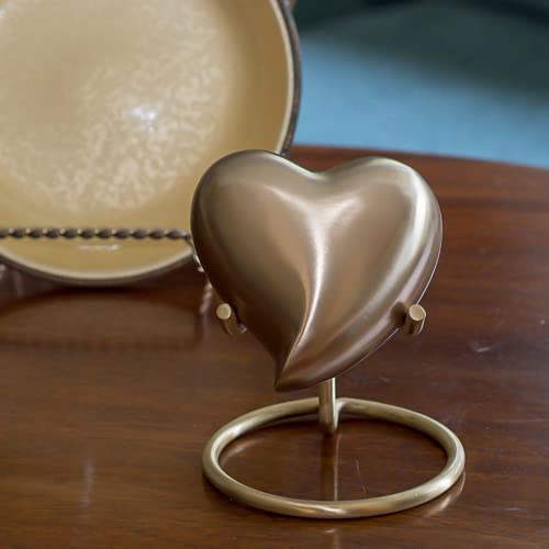 Goldenglow Heart Keepsake Cremation Urn for Ashes, Brass, Gold Urn, Keepsake Sized Cremation Urn, 3 Inches Wide - color: Goldenglow Heart