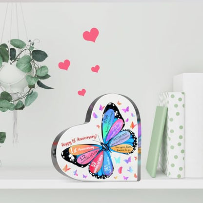 Butterfly Acrylic Sign - 1 Year Anniversary Keepsake for Couples, Wedding Decoration - style: 1st Anniversary