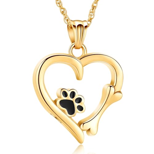 Pet Cremation Jewelry Heart Urn Necklace for Dog Cat Ash Keepsake | Pet Cremation Jewelry for Ashes Heart Stainless Steel Keepsake Memorial Jewelry Ashes Necklaces for Dog Cat Pet ﻿ - color: Gold