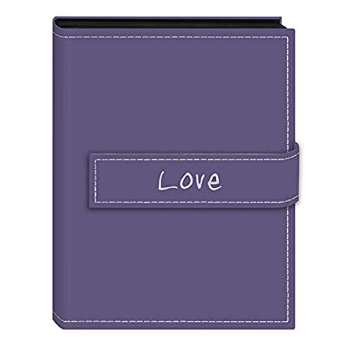 Pioneer Photo Albums EXP-46/LL 36-Pocket 4 by 6-Inch Embroidered "Love" Strap Sewn Leatherette Cover Photo Album, Mini, Lavender