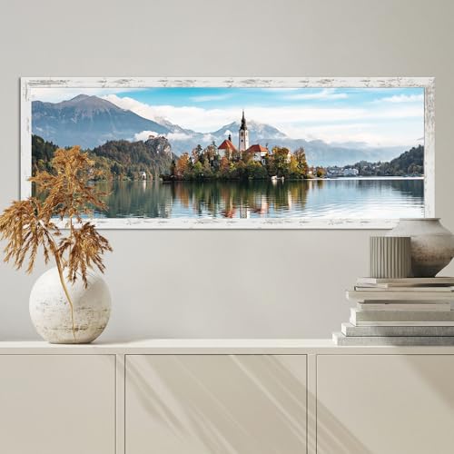 Hongkee 13x39 Puzzle Frame (2 Pack, Distressed White) - Real Glass, Wooden - color: Distressed White, size: 13x39 in without mat