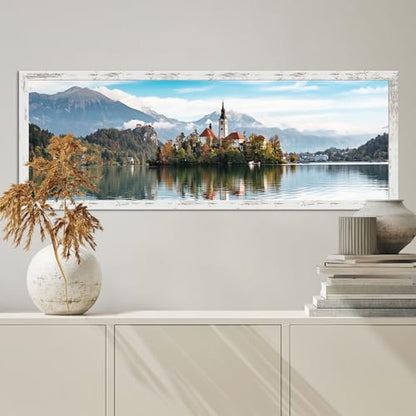 Hongkee 13x39 Puzzle Frame (2 Pack, Distressed White) - Real Glass, Wooden - color: Distressed White, size: 13x39 in without mat