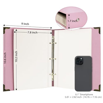 Vienrose 3 Rings Self Adhesive Photo Album 20 Sheets/40 Pages Pink | Hardcover, DIY Scrapbooking Kit, Paper Scrapbook, 9 x 10 6 inch, Lover Friends Kids Wedding - color: Pink, size: 9'' x 10.6''40Pages