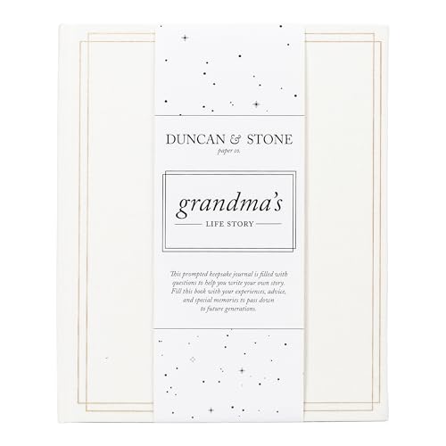 Duncan & Stone Grandma Story Journal, Life Memory Book, Prompts, Ivory | Linen-bound keepsake with prompts & family tree for Grandma to share her life story; an 85-page gift for grandmother - style: Your Story Grandma