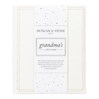 Duncan & Stone Grandma Story Journal, Life Memory Book, Prompts, Ivory | Linen-bound keepsake with prompts & family tree for Grandma to share her life story; an 85-page gift for grandmother - style: Your Story Grandma