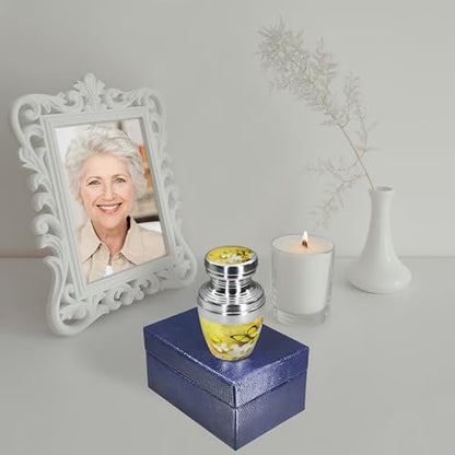 M MEILINXU Yellow Butterfly Mini Urns for Human Ashes, Small Keepsake Urn - color: Yellow, size: Small / Keepsake