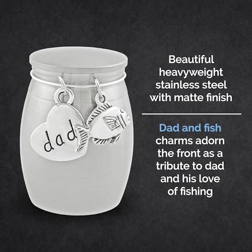 Small Urn for Dad Fishing Keepsake Miniature Ashes Holder Loss of Father | Cremation Ashes Fisherman Memorial. Holds a Small Amount of Ashes. Perfect Sharing Urn for Dividing Among Family Members