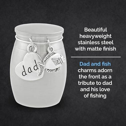 Small Urn for Dad Fishing Keepsake Miniature Ashes Holder Loss of Father | Cremation Ashes Fisherman Memorial. Holds a Small Amount of Ashes. Perfect Sharing Urn for Dividing Among Family Members