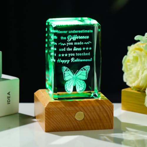 Ornalrist Retirement Gifts for Women Men with LED Wood Light Base - color: Retirement Gifts