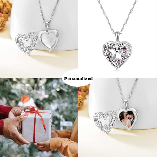 Dorunmo Personalized Locket Necklace 925 Sterling Silver that Holds Pictures Butterfly Birthstone Photo Heart Locket Custom Jewelry Congratulations New Beginnings New Job Gifts for Women - color: Butterfly, style: Only Locket