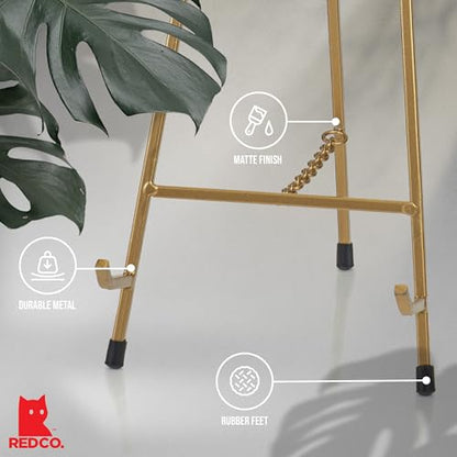 Red Co. 15” Tall Modern Metal Tripod Plate Stand and Art Holder Easel, Gold - color: Gold, size: Height - 15"