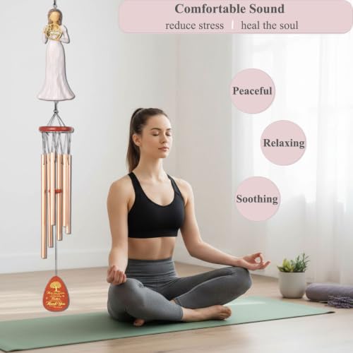 Thank You Gifts for Women,35.6" Wind Chimes with Thank You Figurine | Sympathy Gifts for Loss of Mom Father Husband,Deep Tone Wind Chimes,Soothing Remembrance Windchime for Outdoor Garden Patio