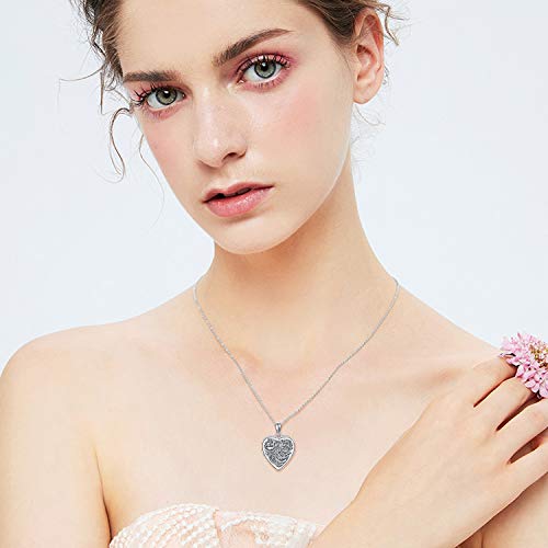 MEDWISE 925 Sterling Silver Locket Necklace That Holds Pictures Photo Necklace Oxidized Rose Flower/Sunflower/Compass/Celtic Heart Pendnat Lockets Gifts for Women Birthday Christmas Gifts - style: D-Custom Rose Flower