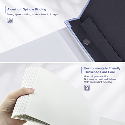 Popotop Large Photo Album Self Adhesive 4x6 5x7 8x10 Scrapbook Album DIY Picture Book,Gifts for Mom,Family Baby and Wedding,with Metal Pen and Plastic Board - color: Sky blue, size: 11.5"x10.6"40pages