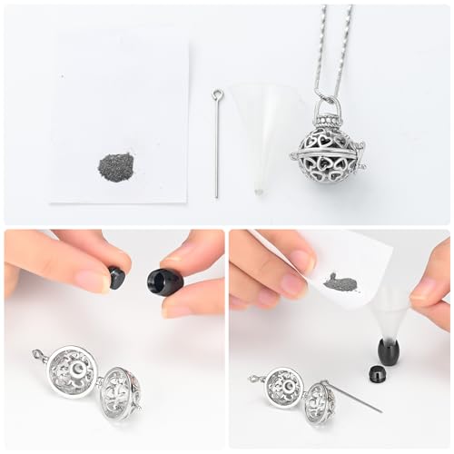 Yinplsmemory Cremation Jewelry Urn Necklace for Ashes with Mini Keepsake Jar - color: Silver&black