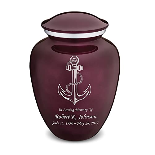 Adult Personalized Anchor Cremation Urns for Human Ashes I Large Cherry Purple Funeral Urn for Men and Women I 200 lbs - color: Cherry Purple