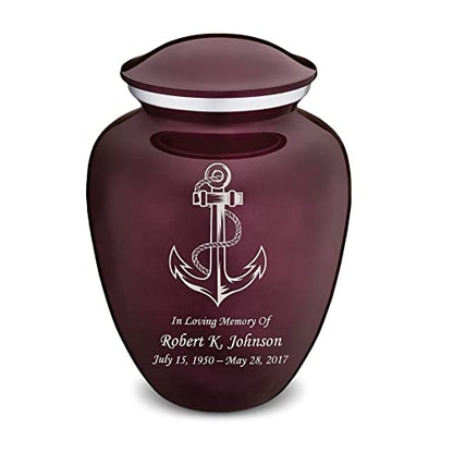 Adult Personalized Anchor Cremation Urns for Human Ashes I Large Cherry Purple Funeral Urn for Men and Women I 200 lbs - color: Cherry Purple