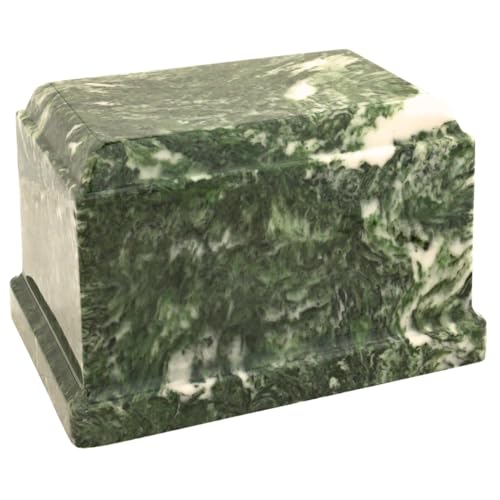 Emerald Olympus Cultured Marble Cremation Urn for Human Ashes, Green, Ground Burial, Home Display and Funeral Memorial - color: Emerald