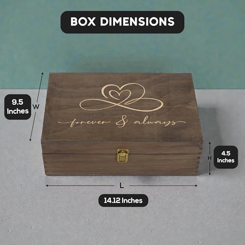 Rustic Wooden Memory Box – Medium Keepsake Storage Box with Double-Sided Engraving – “Forever & Always” Outside & “Every Love Story…” Inside – Personalized Gift for Couples, Wedding, Anniversary - size: Medium, style: Forever & Always
