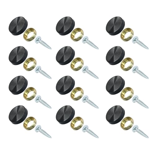 Decorative Mirror Screws, 12 Pack, 25mm Caps, Black - size: 25mm-12 Pack-Black