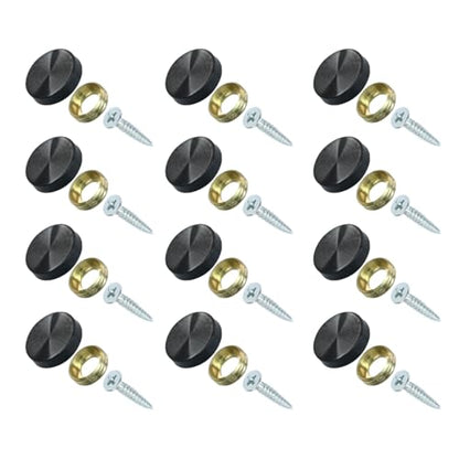 Decorative Mirror Screws, 12 Pack, 25mm Caps, Black - size: 25mm-12 Pack-Black
