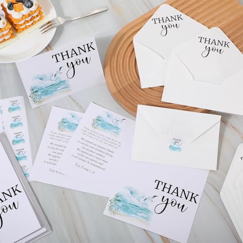 Fumete 50 Set Funeral Thank You Cards, Dove - style: Dove