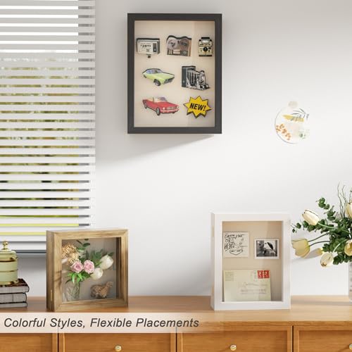 Love-KANKEI Deep Shadow Box Frame 8x8,Solid Wood Frame,Carbonized Black - color: Carbonized Black, size: 8 x 8