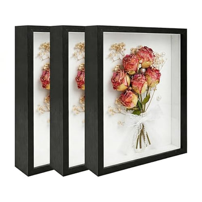 3 Pcs 8x10 Inch Shadow Box Frames Acrylic,Shadow Box Frame Display Cases,Cases for Pressed Flowers Keepsakes Tickets Photos (Black) - color: Black