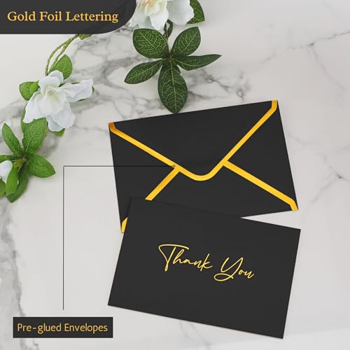Mr. Pen- Blank Thank You Cards with Envelopes, 20 Pack, 4x6 | Gold Foil Thank You Notes with Envelopes, Black Wedding Thank You Cards Wedding, Thank You Note Cards, Fathers Day Gift - color: Black