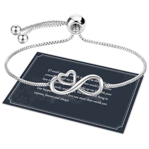 J.Fée Infinity Heart Bracelets for Women with 5A Cubic Zirconia, 925 Silver Bracelets for Women Adjustable Womens Bracelet Jewelry for Wife Girlfriend Her - color: Infinite Love#1
