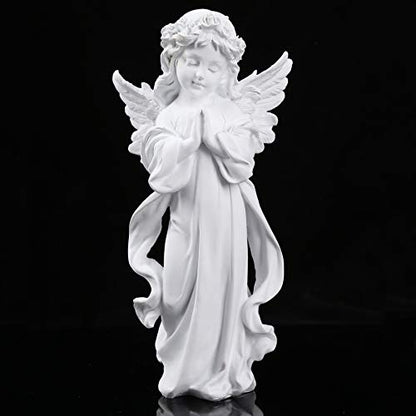 H&W Angel Statue, Angel Figurine, Adorable Flower Girl Decorative Ornaments | 12.5''H, Home Decor Fairy Prayer, Pray for Your Family, Christmas & Thanksgiving Day Decoration 【A】