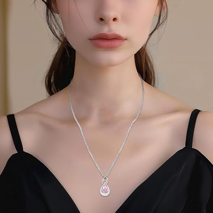 Infinity Urn Necklace for Ashes Sterling Silver Heart Moonstone Turquoise Birthstone Keepsake Memorial Cremation Jewelry for Women - style: Infinity A-10-Oct.-Tourmaline