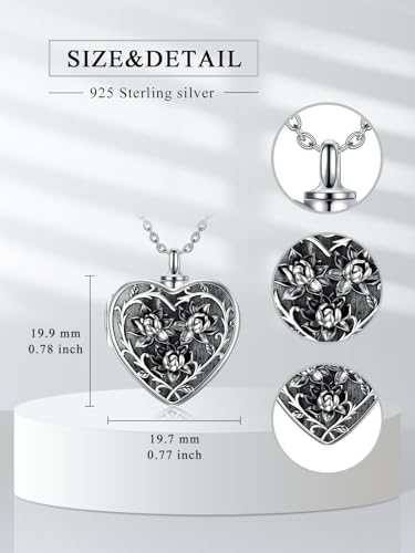 Dorunmo Personalized Locket Urn Necklace 925 Sterling Silver Pictures Photo Keep Someone Near to You Custom Lockets Jewelry Letters Engraving for Women - color: C-Lotus, style: Locket Only