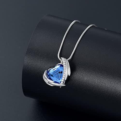 Heart Crystal Cremation Urn Necklace for Ashes, Stainless Steel Cremation Jewelry for Ashes Memorial Pendant Ashes Urn Necklace with Engraving and Filling Kit - color: Blue Crystal