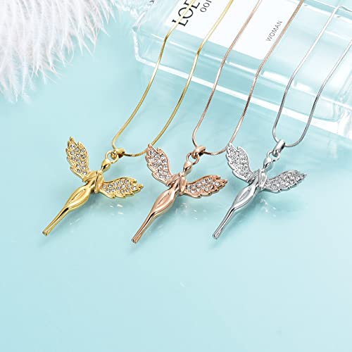 Cremation Jewelry with Angel Lady Stainless Steel Urn Necklace Pendant Memorial Ashes Keepsake for Women Girls, Filling Kit Included - color: Customize