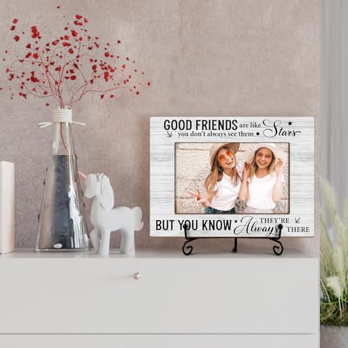Utaqer Friendship Picture Frame, Good Friends Are Like Stars, Picture Gifts For Women Friend Bestie, Wooden Picture Frame For Birthday Thanksgiving Keepsake Holiday, 4X6 Photo Frame With Stand -21 - color: Friendship