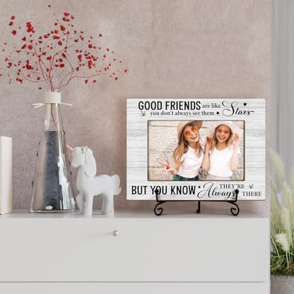 Utaqer Friendship Picture Frame, Good Friends Are Like Stars, Picture Gifts For Women Friend Bestie, Wooden Picture Frame For Birthday Thanksgiving Keepsake Holiday, 4X6 Photo Frame With Stand -21 - color: Friendship