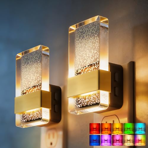 DORESshop LED Night Lights Plug into Wall, [2 Pack] Dimmable Night Light | Rotatable Bubble Decorative Nightlight, Dusk to Dawn Sensor, Wall Sconce-Style Design Nightlights for Bathroom, RGB - color: Multicolor - Bubble, size: 2 Count (Pack of 1)