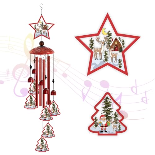 Christmas Wind Chimes for Outside, 35'' Metal Christmas WindChimes | Gifts for Women/Men, Decoration for Outdoor, Home, Garden, Patio, Backyard - size: 35"-Christmas Tree
