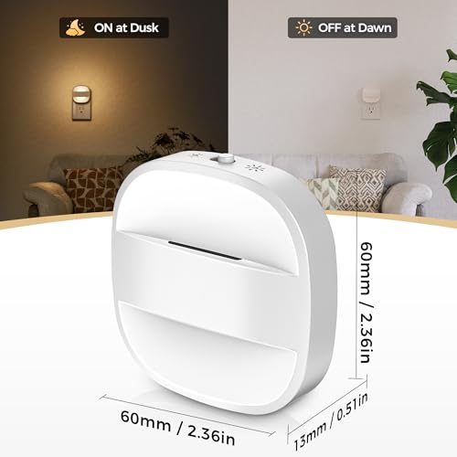 Night Lights Plug Into Wall,4 Pack Foldable Night Light | Portable Dimmable Mini Nightlight with Dusk to Dawn Sensor,3000K Ideal Travel Night light for Bedroom Stairs Hallway - color: Warm