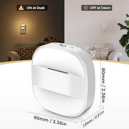 Night Lights Plug Into Wall,4 Pack Foldable Night Light | Portable Dimmable Mini Nightlight with Dusk to Dawn Sensor,3000K Ideal Travel Night light for Bedroom Stairs Hallway - color: Warm